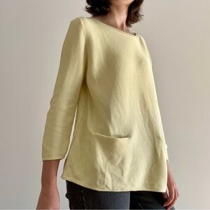 COS BATEAU 2  POCKETS KNIT A LINE SWEATER BUTTER YELLOW - S